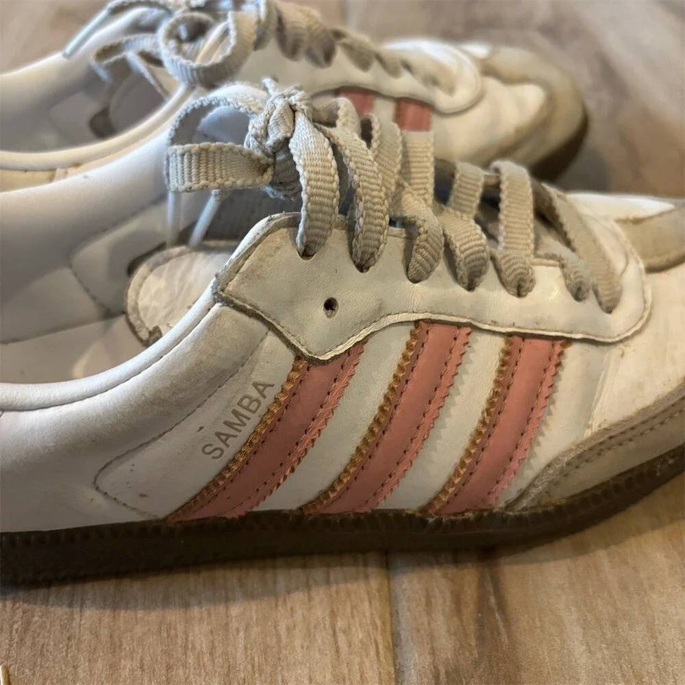 adidas Samba OG Low Top Sneakers White Pink Stripes Gum US 7